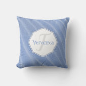 青い砂紋のパーソナライズされた枕 クッション (正面)