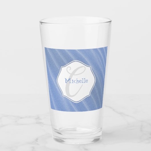 青い砂紋の飲パーソナライズされたみガラス タンブラーグラス (正面)