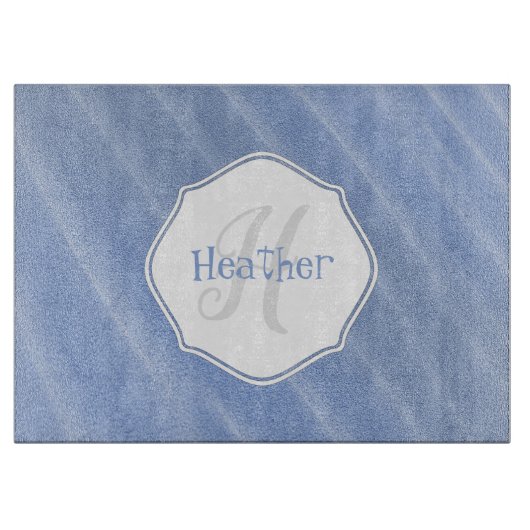 青い砂紋パーソナライズされた切り板 カッティングボード (正面)