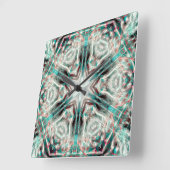 青い砂質上のソフトグロー、万華鏡のように千変万化するパターン星 スクエア壁時計 (傾斜)