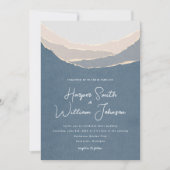 青い破れた紙の山の結婚式招待状 招待状 (正面)