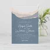 青い破れた紙の山の結婚式招待状 招待状 (スタンド正面)