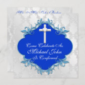 青い確認の招待状のエレガントなデザイン 招待状 (正面/裏面)