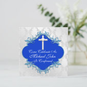 青い確認の招待状のエレガントなデザイン 招待状 (スタンド正面)