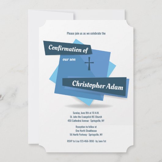 青い確認の招待状の青 招待状 (正面)