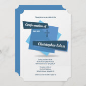 青い確認の招待状の青 招待状 (正面/裏面)