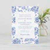 青い磁器のトイルフローラ結婚すべて 招待状 (スタンド正面)
