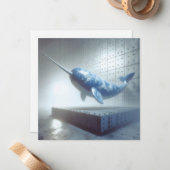 青い磁器のナルホールグリーティングカード ノートカード (正面/裏面インサイチュ)