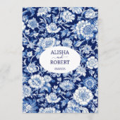 青い磁器のフローラ結婚のメニュー メニュー (裏面)