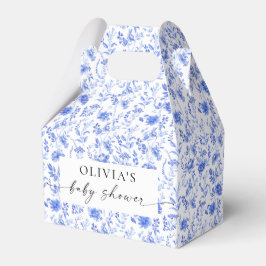 青い磁器のフローラ赤ちゃんシャワーお願いボックス フェイバーボックス