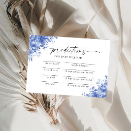 青い磁器のフローラ赤ちゃんシャワー予測カード 招待状