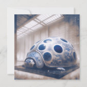 青い磁器レイディバグのグリーティングカード ノートカード (正面)