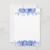 青い磁器結婚のテーブル座席表カード (裏面)