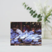 青い磁器 – はがき (スタンド正面)