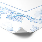 青い磁器bohoアーチ結婚の座席表 ポスター (角)