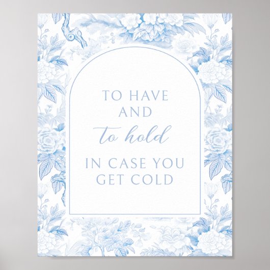 青い磁器bohoフローラ結婚の毛布ポスター ポスター (正面)