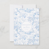 青い磁器bohoフローラ結婚式RSVPカード 出欠カード (裏面)