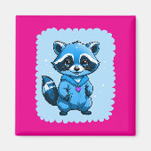 青い磁石の小さなアライグマ マグネット (正面)