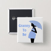 青い祖母ボタン 缶バッジ (正面&裏面)