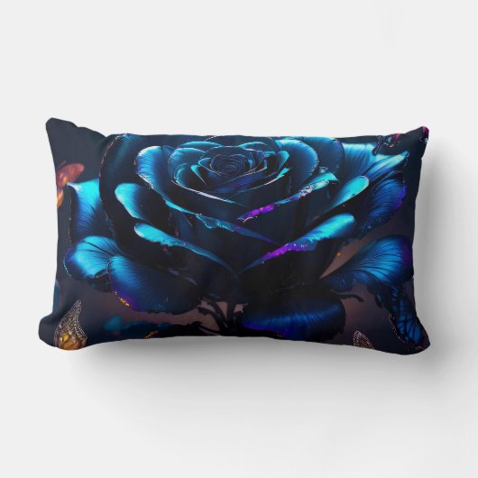 青い神秘的な腰板クッション ランバークッション (正面)