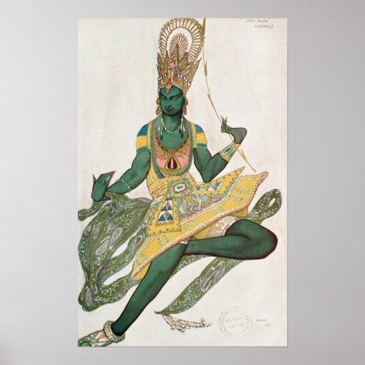 「青い神」としてのニジンスキーの衣装デザイン ポスター (正面)