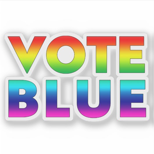 "青い票を投じよう" 自豪 LGBT LGBTQ レインボーカラー シール (正面)