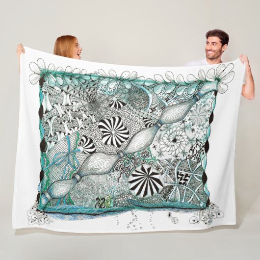 青い禅毛布 フリースブランケット (インサイチュ)