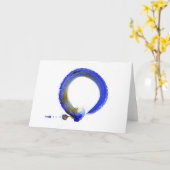 青い禅Enso カード (黄色い花)