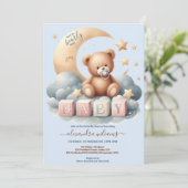 青い私たちは真珠のように待つ男の子のシャワー 招待状 (スタンド正面)