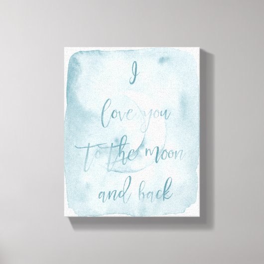 青い私はあなたを月と後ろに愛している キャンバスプリント (正面)