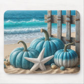 青い秋のビーチカボチャとスタッフィッシュ マウスパッド (正面)