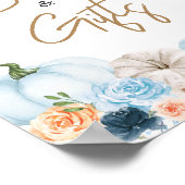 青い秋の花かぼちゃの本と贈り物 ポスター (角)