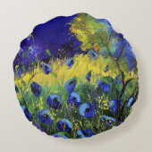 青い秋、アート ラウンドクッション (裏面)