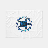 青い種族のカメ日曜日 フリースブランケット (正面(横))