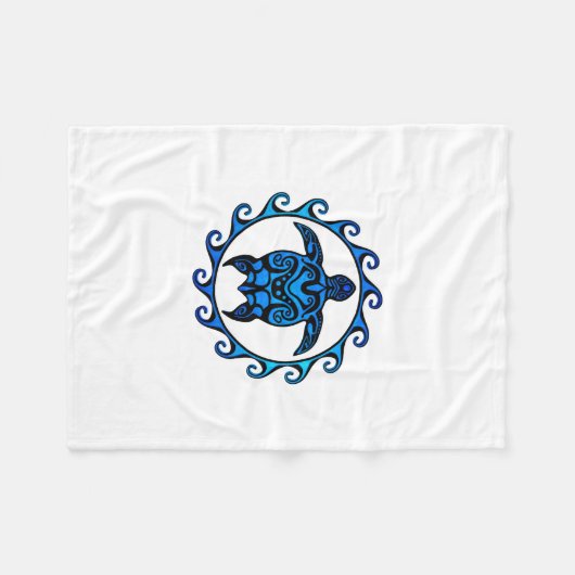 青い種族のカメ日曜日 フリースブランケット (正面(横))