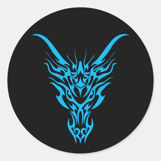 青い種族のドラゴンのステッカー ラウンドシール (正面)