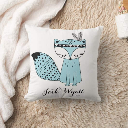 青い種族の森林キツネの男の赤ちゃんのモダンの子供部屋 クッション (ブランケット)