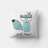 青い種族の森林キツネの男の赤ちゃんのモダンの子供部屋 クッション (正面)