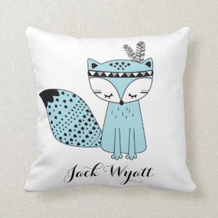 青い種族の森林キツネの男の赤ちゃんのモダンの子供部屋 クッション