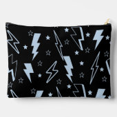 青い稲妻の黒い背景Y2Kパターン アクセサリーポーチ (裏面)