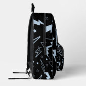 青い稲妻の黒い背景Y2Kパターン プリントバックパック (左)