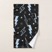 青い稲妻 黒背景 Y2K パターン バスタオルセット (ハンドタオル)