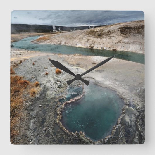 青い穴 スクエア壁時計 (正面)