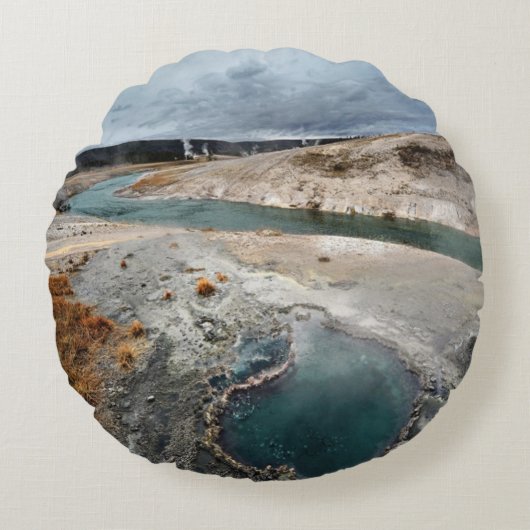 青い穴 ラウンドクッション (正面)