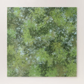 青い空がアートを貫く緑の葉樹 ジグソーパズル (横)