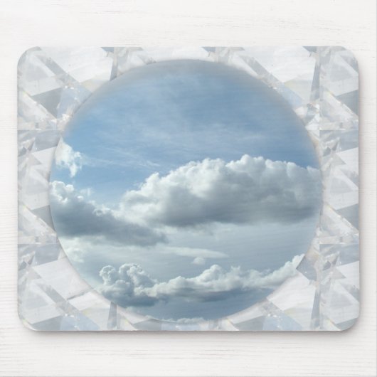 青い空と白い雲のフレーム マウスパッド (正面)
