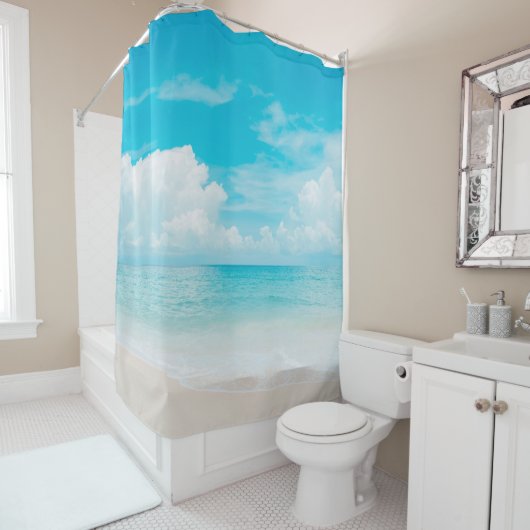 青い空と白いcの美しい熱帯ビーチ シャワーカーテン (インサイチュ)
