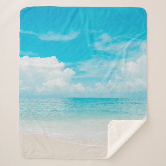 青い空と白いcを持つ美しい熱帯ビーチ シェルパブランケット (正面)