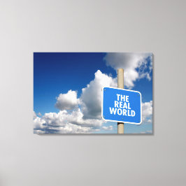 青い空と雲が実在あふれる世界の看板 キャンバスプリント