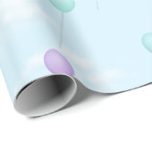 青い空と雲の中を飛ぶ風船 ラッピングペーパー (ロールコーナー)